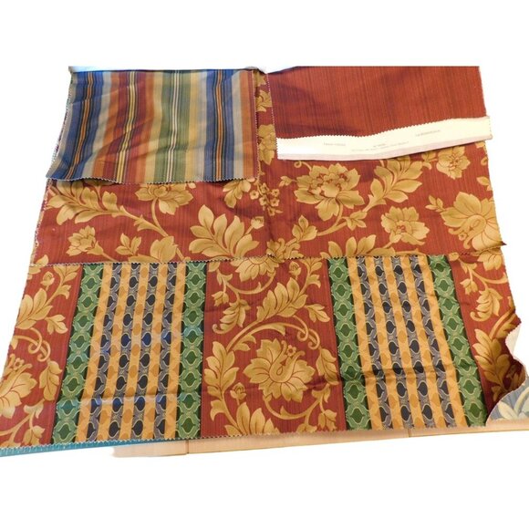 Vintage Floral Striped Fabric Remnants Multiple Colors & Patterns Cotton Blend I - Picture 6 of 13